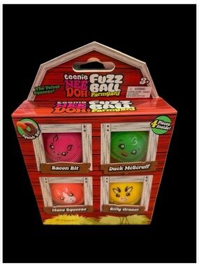 4-Pack Plush Squish Toys - Pink, Green, Orange, Yellow